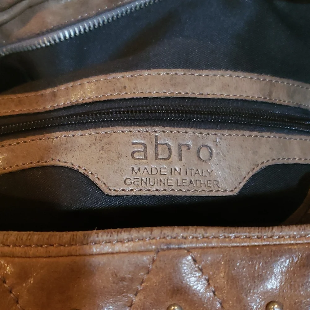 ABRO Vintage Hobo Taupe Leather Handbag